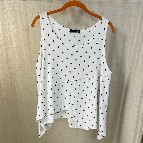White Tank Top with Black Dots - Sun Kim - Picture 1 of 3
